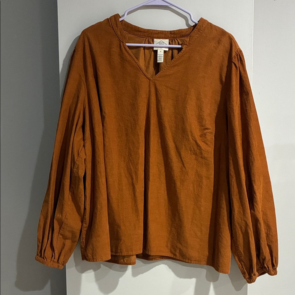 St. Johns Bay NWT Deep Pecan Roast Cotton Long Sleeve Top